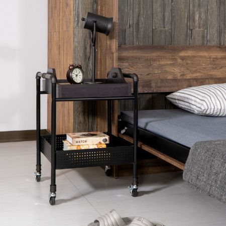 Industrial Pipe Iron Net Storage Side Table